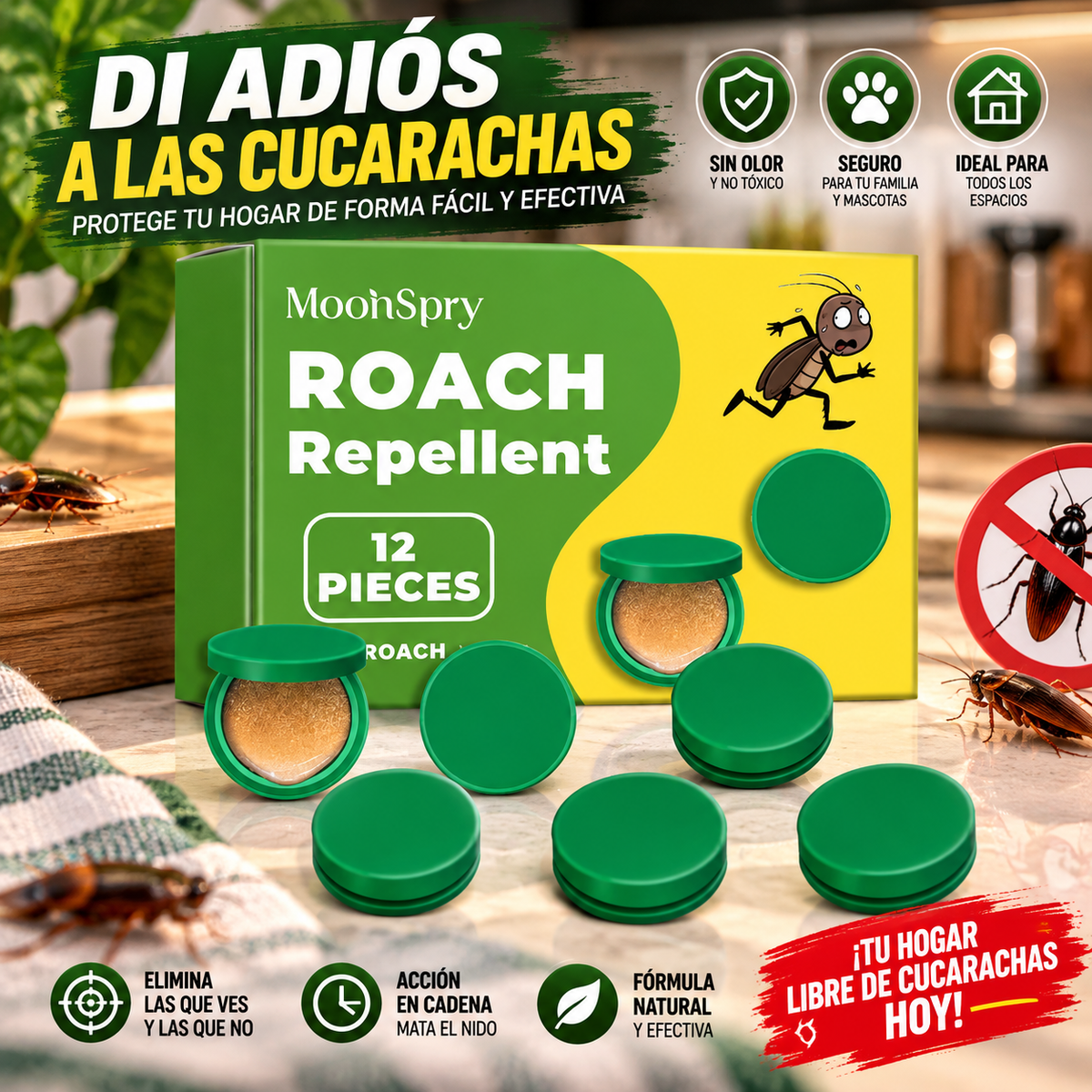 12 Piezas De Repelente Para Cucarachas